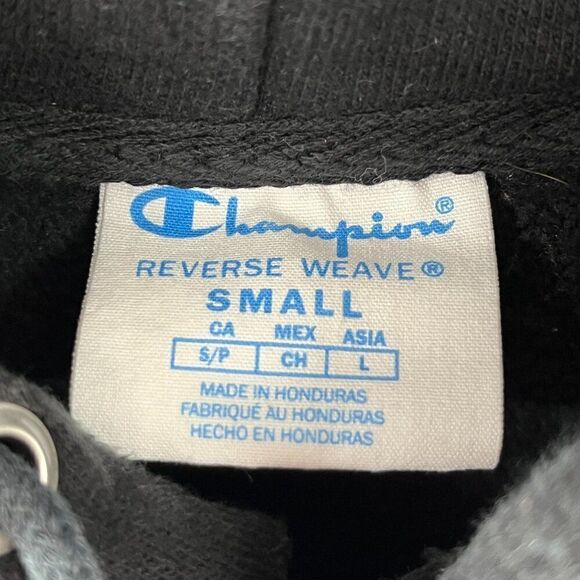 Champion Reverse Weave Hoodie Sweatshirt Men's Size S Black Fleece Lined - Picture 9 of 10